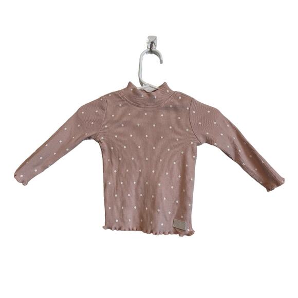 7 For All Mankind pink polka dot mock neck top long sleeve ribbed Size 12 mo - Picture 1 of 7
